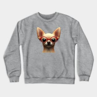 Cutest Chihuahua with Red Glasses Crewneck Sweatshirt